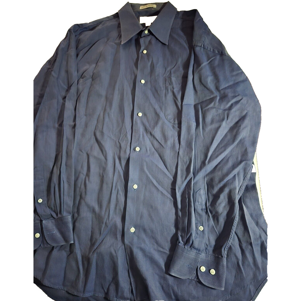 Louis Roth‎ Mens Blue Button Down Dress Shirt 17 34 35 Long Sleeve Brookcloth